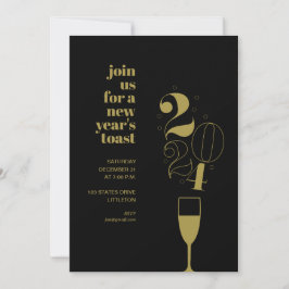 Gold Champagner Glass 2024 Silvester-Party Einladung