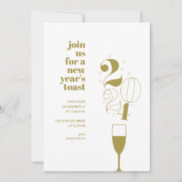 Gold Champagner Glass 2024 Silvester-Party Einladung