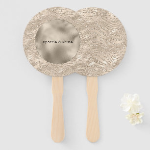 Gold Champagner Glitzer Zebra Print Glaver Fächer