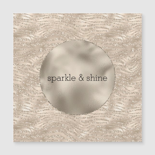 Gold Champagner Glitzer Zebra Print Glaver Magnetkarte (Vorderseite)