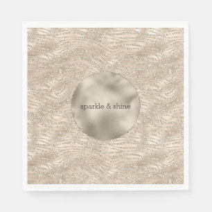 Gold Champagner Glitzer Zebra Print Glaver Serviette