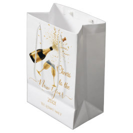 Gold Champagner Prost Neujahr Mittlere Geschenktüte