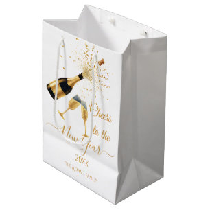 Gold Champagner Prost Neujahr Mittlere Geschenktüte