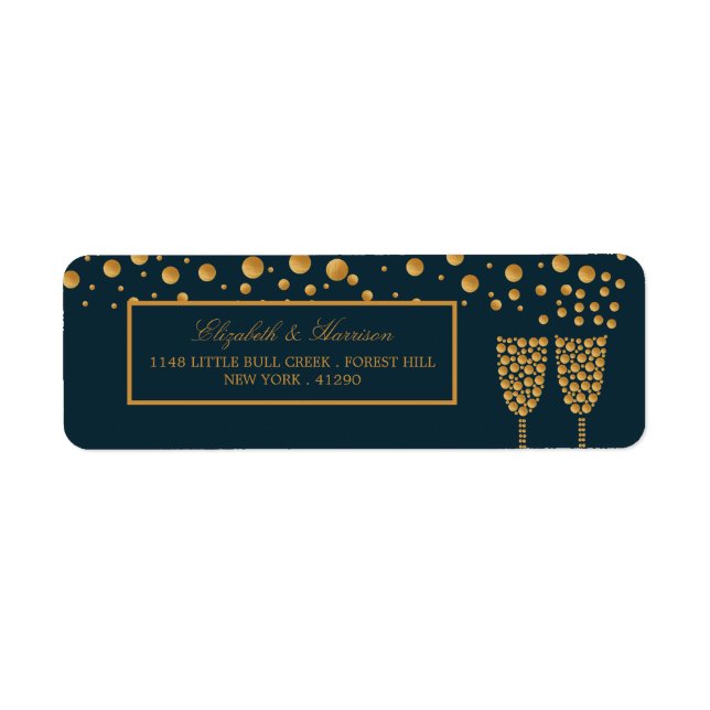 Gold Champagnerbläschen - Blau & Gold - Hochzeit (Vorne)