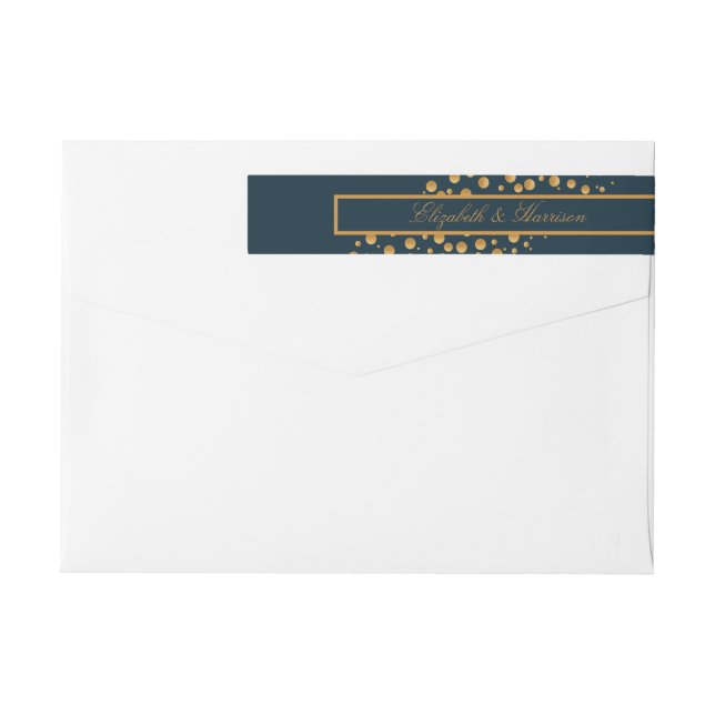 Gold Champagnerbläschen - Blau & Gold - Hochzeit (Rückseite)