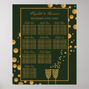 Gold Champagnerbläschen, Green & Gold Seekarte Poster