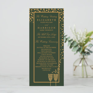 Gold Champagnerbläschen - Grün & Gold - Hochzeit Programm