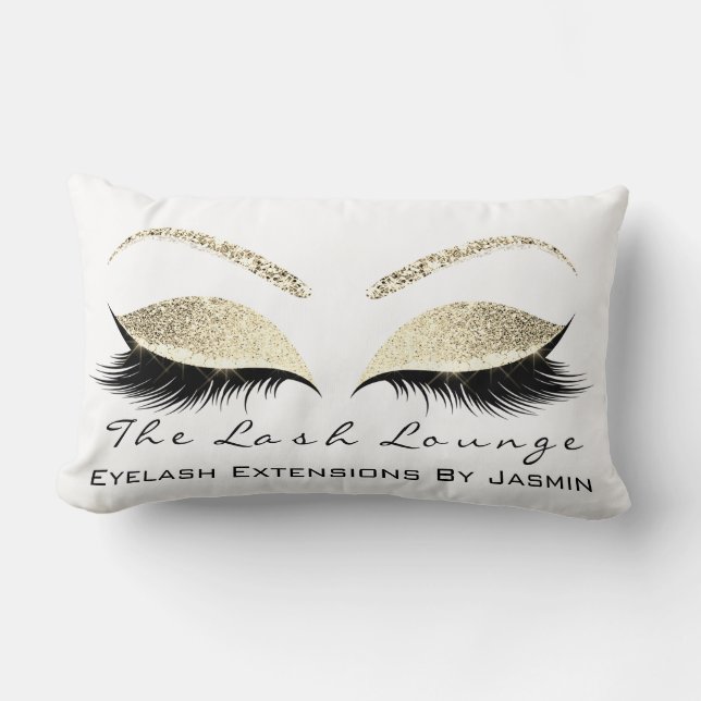 Gold Champaigne Makeup Eyes Lashes White Lendenkissen (Vorderseite)