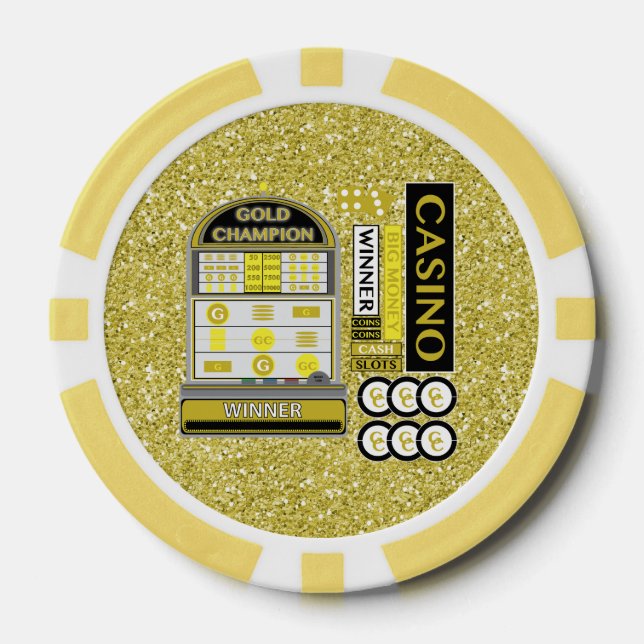 Gold Champion Slots Casino Imitate Glitzer Pokerchips (Vorderseite)