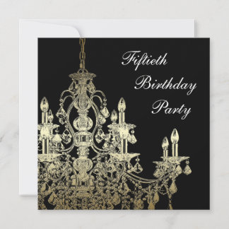 Gold Chandelier Womans Classy 50. Geburtstag Einladung