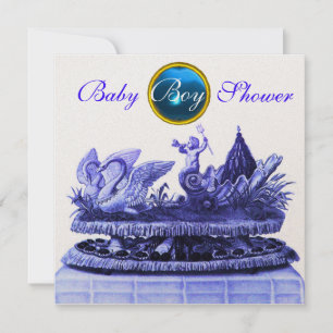 GOLD CHARIOT VON SWANS /CUPCAKES BOY BABY SHOWER EINLADUNG