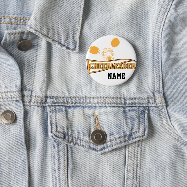 Gold Cheerleader Girl | Personalisieren Button (Beispiel)