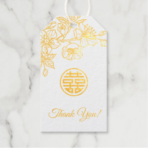 Gold Cherry Blossom Chinese Wedding Vielen Dank Geschenkanhänger