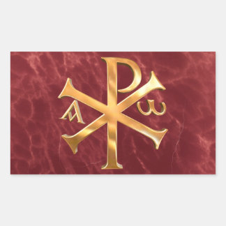 Gold Chi-Rho Rechteckiger Aufkleber
