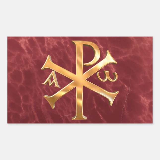 Gold Chi-Rho Rechteckiger Aufkleber (Vorderseite)