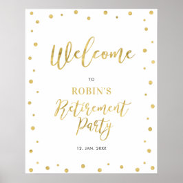Gold | Chic Confetti Retirement Party Begrüßungsze Poster