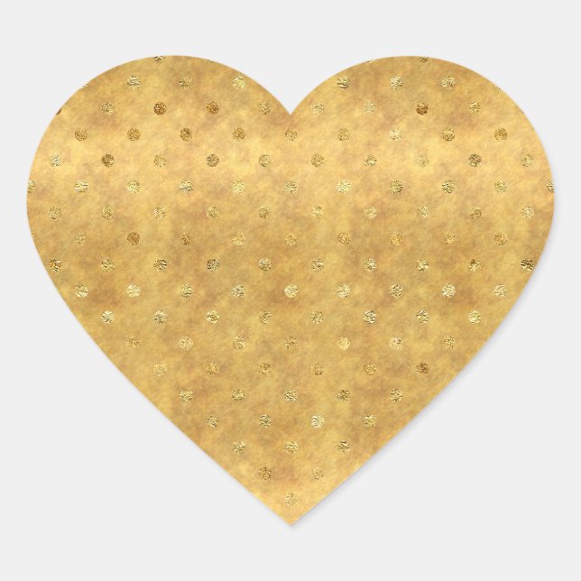 Gold Chic Dots Herz-Aufkleber (Vorderseite)