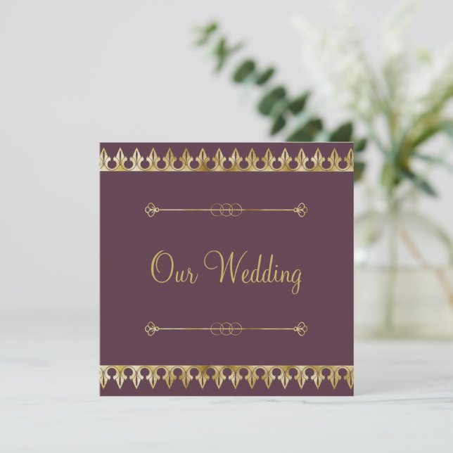 Gold Chic Hochzeitseinladung Einladung (Stehend Vorderseite)