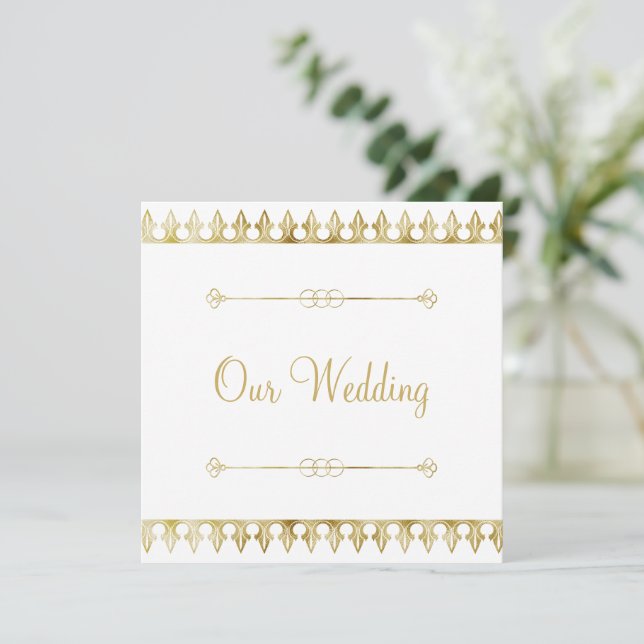 Gold Chic Hochzeitseinladung Einladung (Stehend Vorderseite)