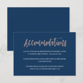 Gold Chic Hochzeitskarte für die Marine und die Ro Begleitkarte
