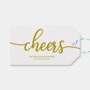 Gold Chic Kalligrafie Prost Weinetiketten Geschenkanhänger