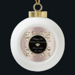 Gold Chic Rose Gold 50 Jahre Hochzeit Keramik Kugel-Ornament<br><div class="desc">Elegante Golddiamanten und blumengeschmückte Wirbel 50. Hochzeitstag Schmuck.</div>