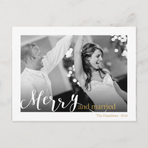 Gold Chic Typografie "fröhliches und verheiratetes Feiertagspostkarte