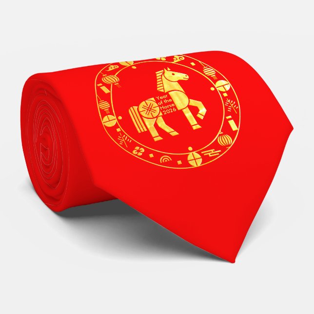 Gold Chinesisch im neuen Jahr 2026 Krawatte (Gerollt)
