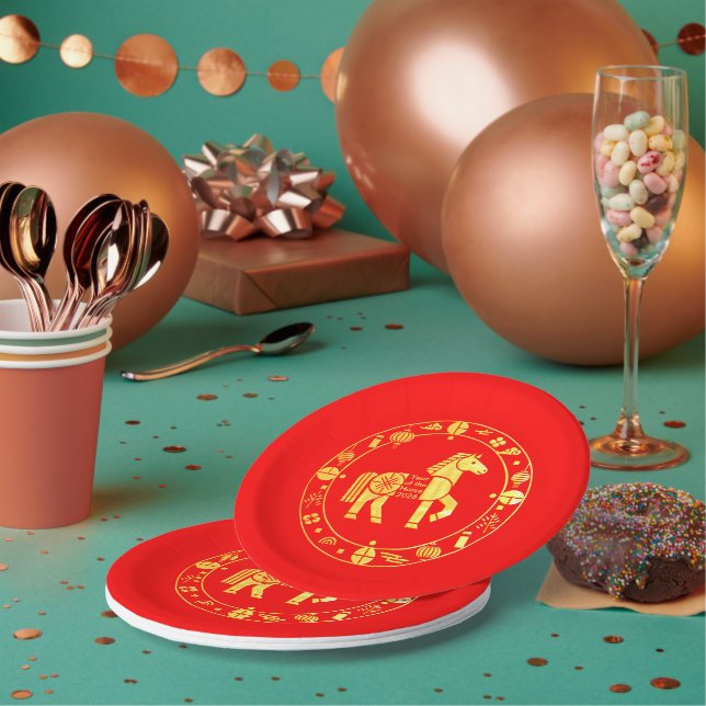 Gold Chinesisch im neuen Jahr 2026 Pappteller (Multi)