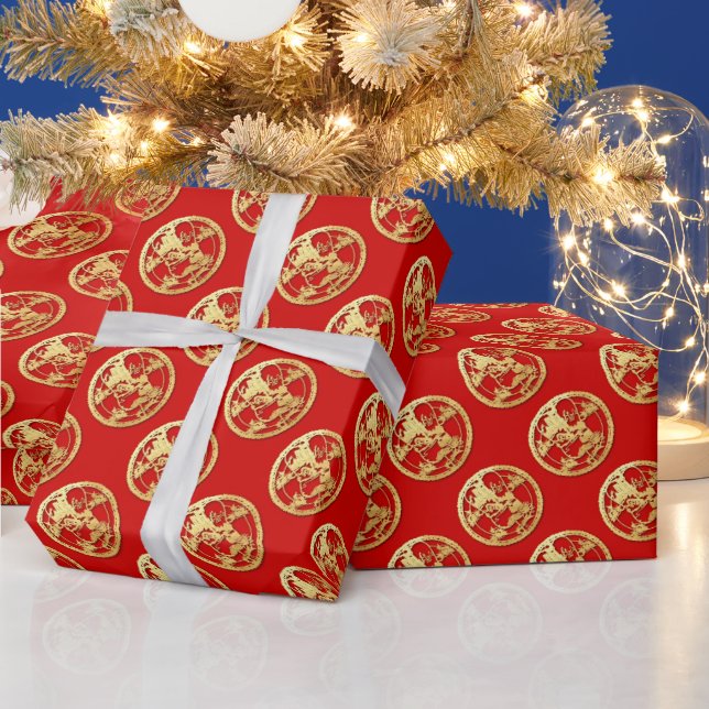 Gold Chinesisch Papier geschnitten Tiger Jahr wähl Geschenkpapier (Feiertage)