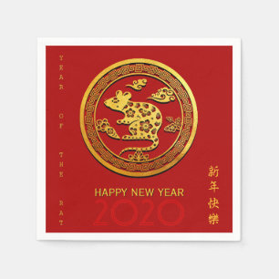 Gold Chinesische Papierschnitt Rat Jahr wählen Far Serviette