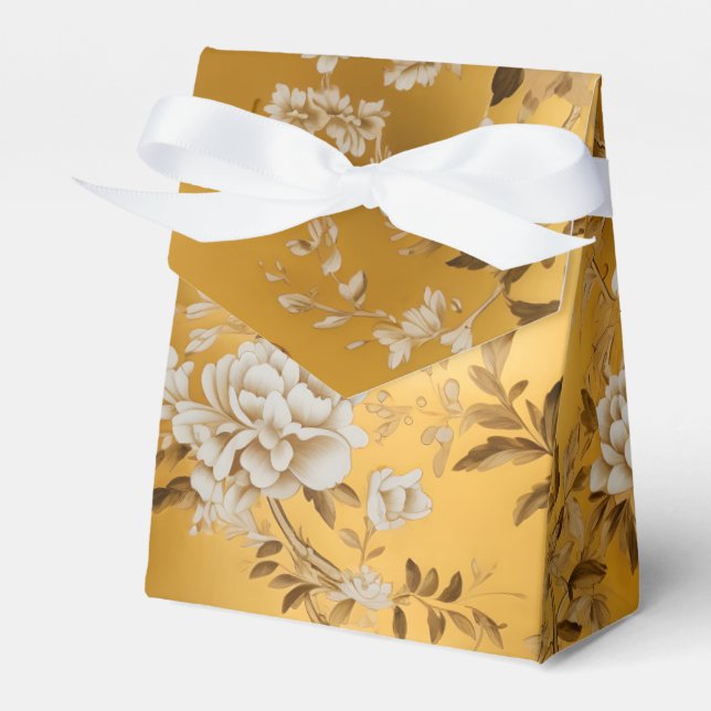 Gold Chinoiserie Floral Favor Box Geschenkschachtel (Vorderseite)