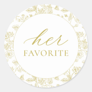 Gold Chinoiserie Floral Ihr Liebling Runder Aufkleber