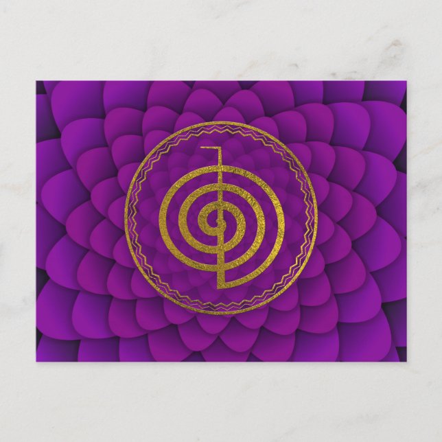 Gold Choku Rei Symbol auf Lotus Postkarte (Vorderseite)