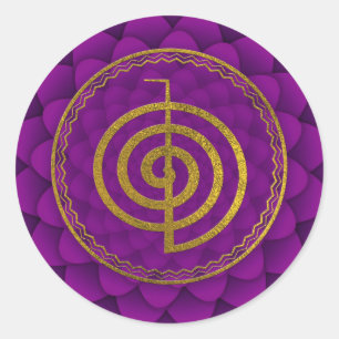 Gold Choku Rei Symbol auf Lotus Runder Aufkleber