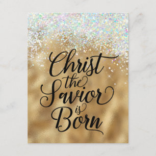 Gold Christ der Retter Christliche Weihnachten Begleitkarte