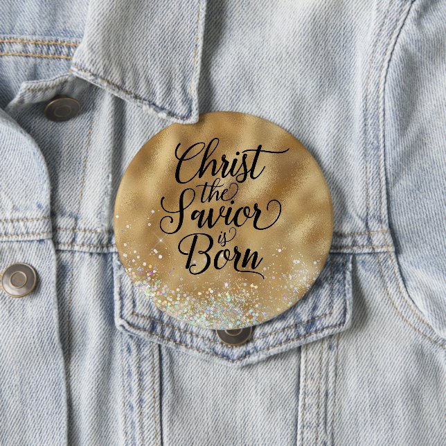 Gold Christ der Retter Christliche Weihnachten Button (Beispiel)