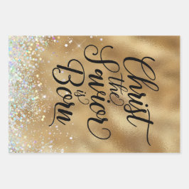 Gold Christ der Retter Christliche Weihnachten Geschenkpapier Set