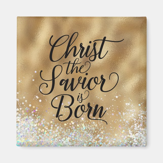 Gold Christ der Retter Christliche Weihnachten Magnet (Vorne)