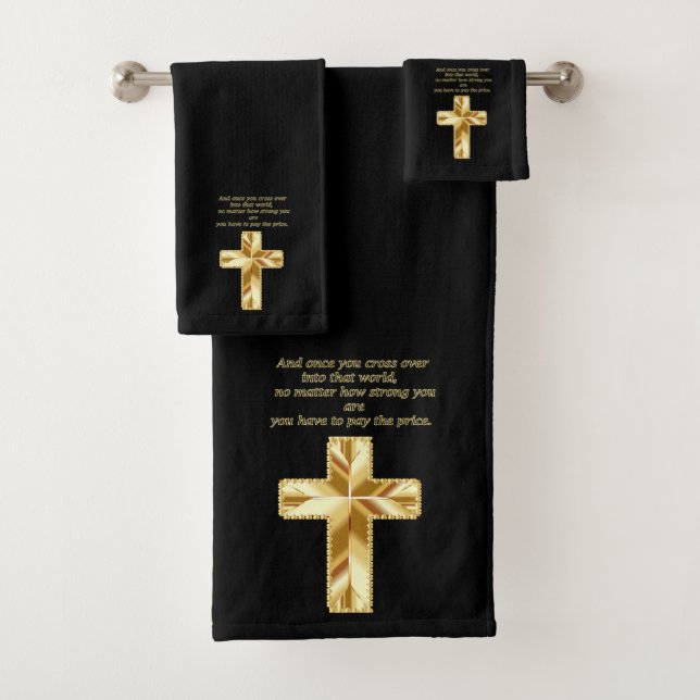 Gold Christian Crucifix Cross avec un dicton drôle (En situation)