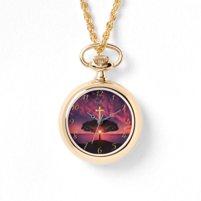 Gold Christian Faith cross with funny saying Armbanduhr (Vorderseite)