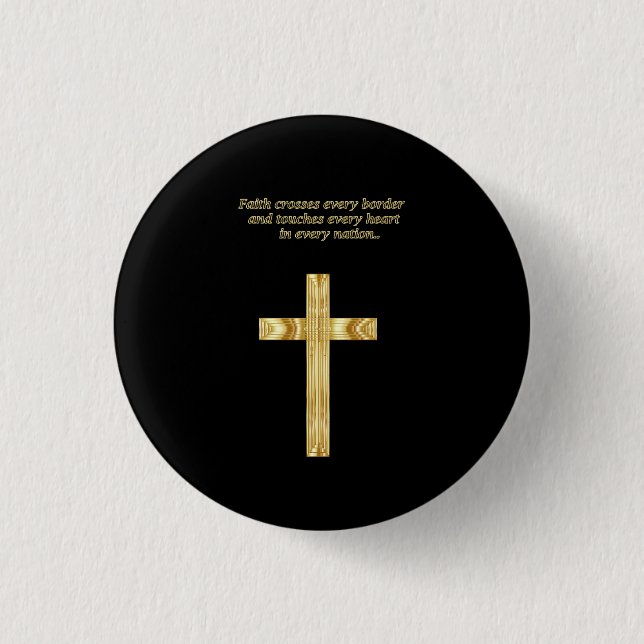 Gold Christian Faith cross with funny saying Button (Vorderseite)