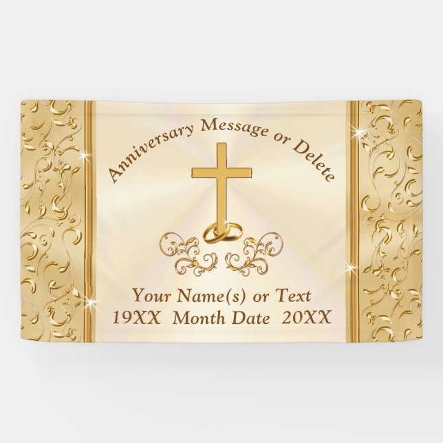 Gold Christlich 50 Jahre Banner personalisieren (Horizontal)