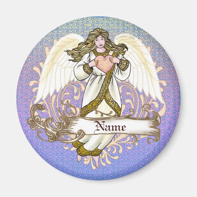 Gold Christlich Angel Heart Magnet (Vorne)