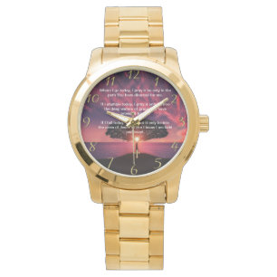 Gold Christlich Faith Cross mit Wo ich heute gehe, Armbanduhr