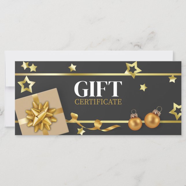 Gold Christmas Ball Classy Stars Ribbon Carte cade (Devant)
