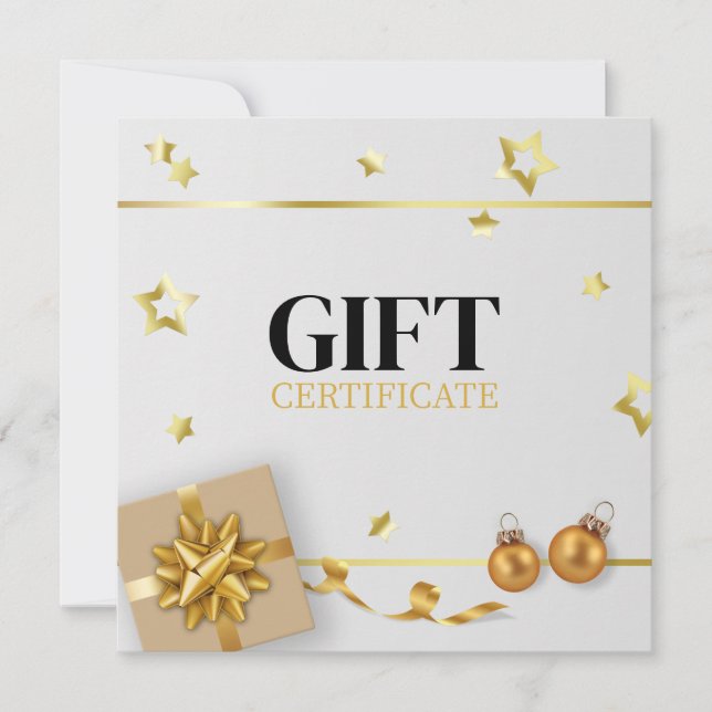 Gold Christmas Ball Stars Ribbon Luxe carte cadeau (Devant)