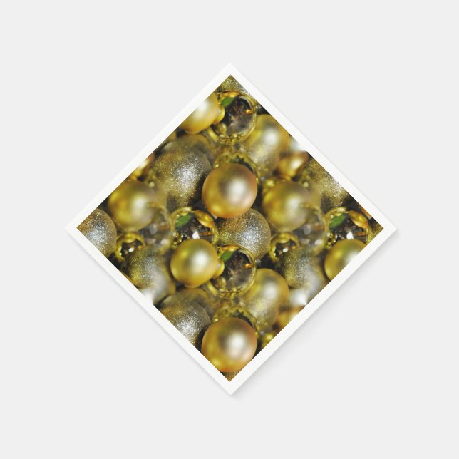 Gold Christmas Baubles Serviette (Ecke)