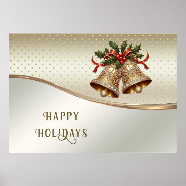 Gold Christmas Bells Holiday Poster (Vorne)