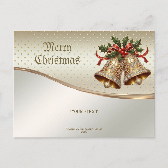 Gold Christmas Bells Postcard Postkarte (Vorderseite)